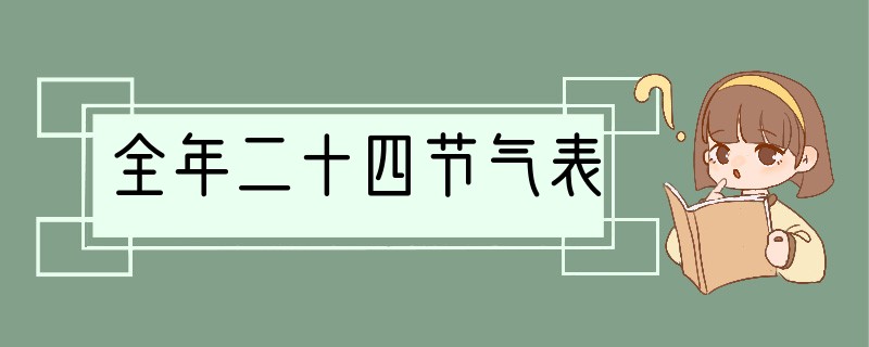 全年二十四节气表